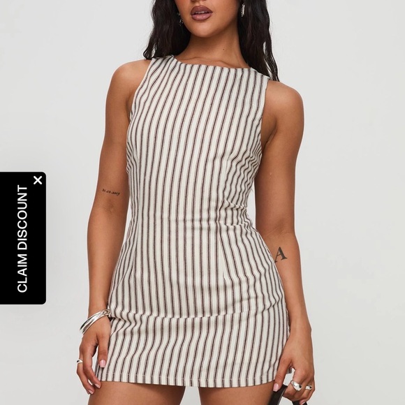 Princess Polly Black and White Striped Mini Dress - Picture 2 of 2